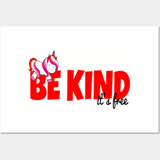 Be Kind, It's Free - Lesbian Unicorn Posters and Art